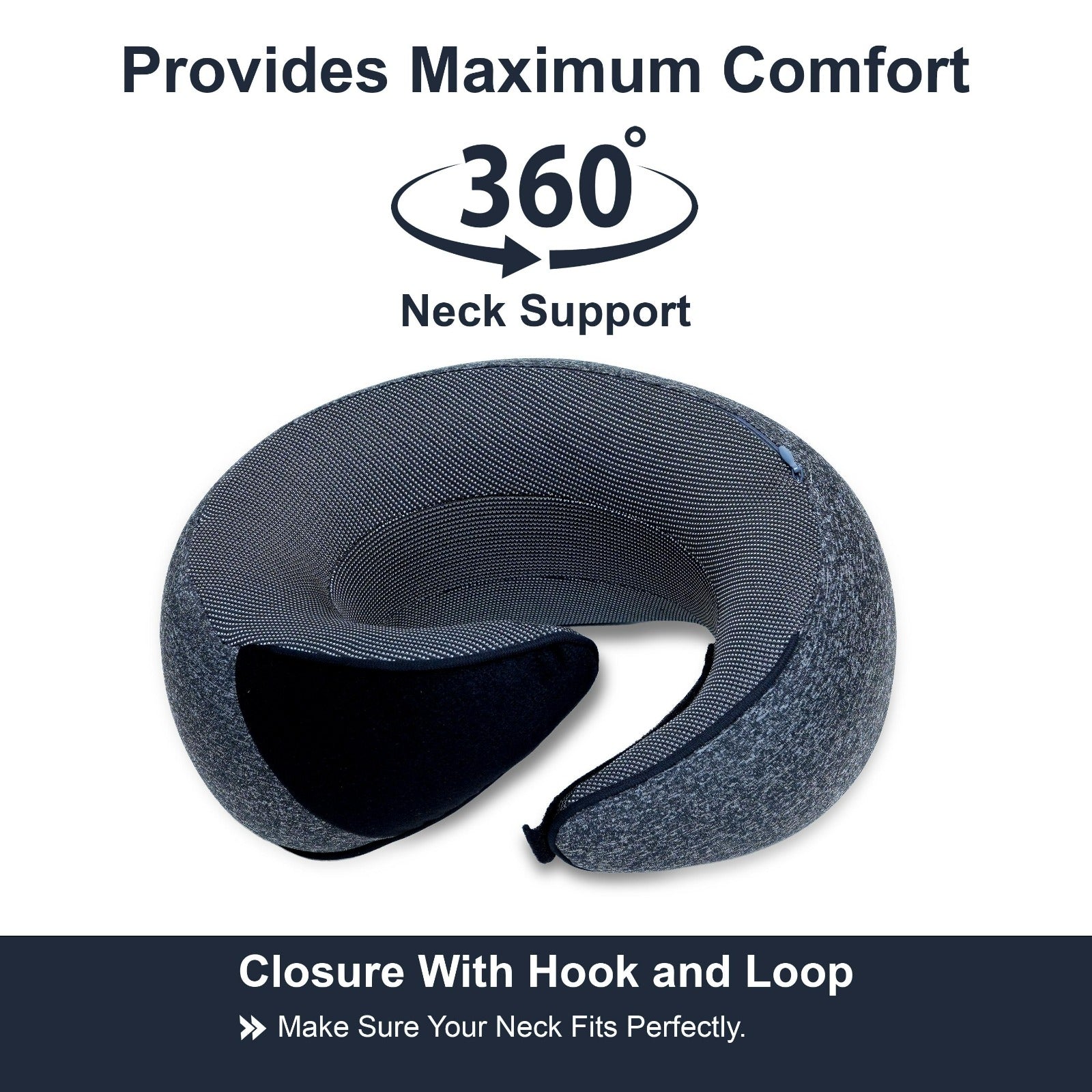 Lightweight and portable Travel Cushion for Head, Neck & Shoulder Support with adjustable strap, perfect for providing personalized support while traveling or relaxing at home.
