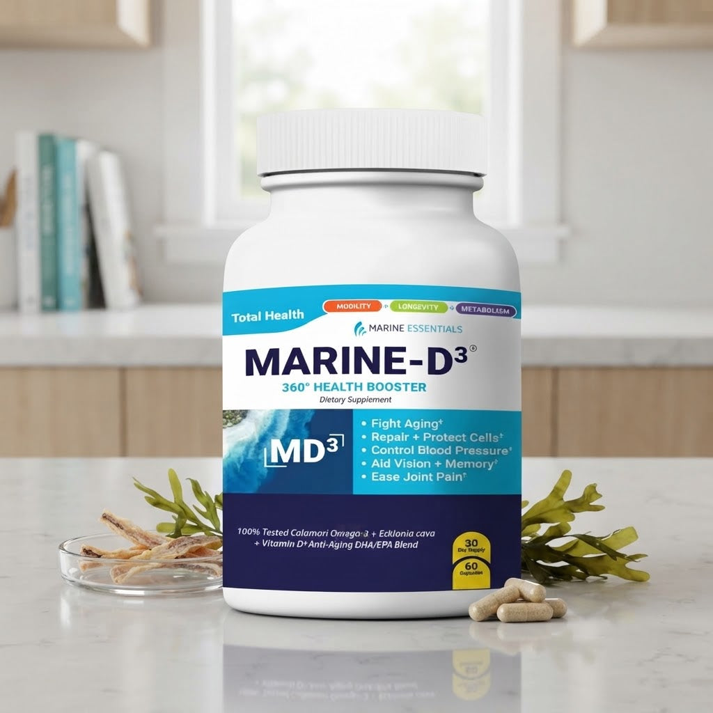 Marine Essentials Marine-D3 360° Health Booster - Dietary Supplement (60 Capsules / 30-Day Supply)