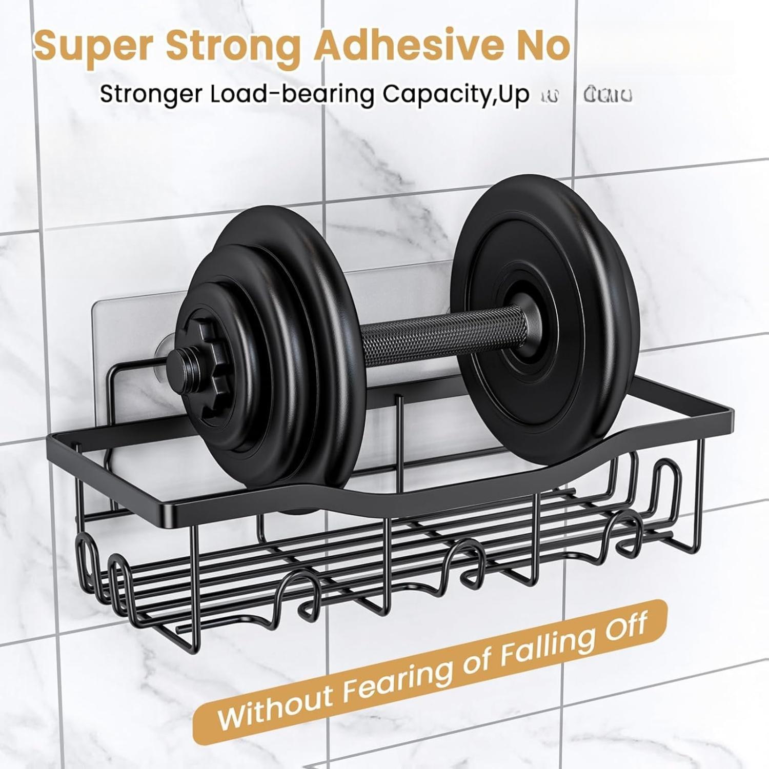 Rustproof Bathroom Organizer Hanging Shelf demonstrating stylish and functional design for clutter-free storage in bathroom.