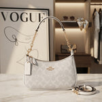 Coach Signature White Jacquard Chain Shoulder Bag