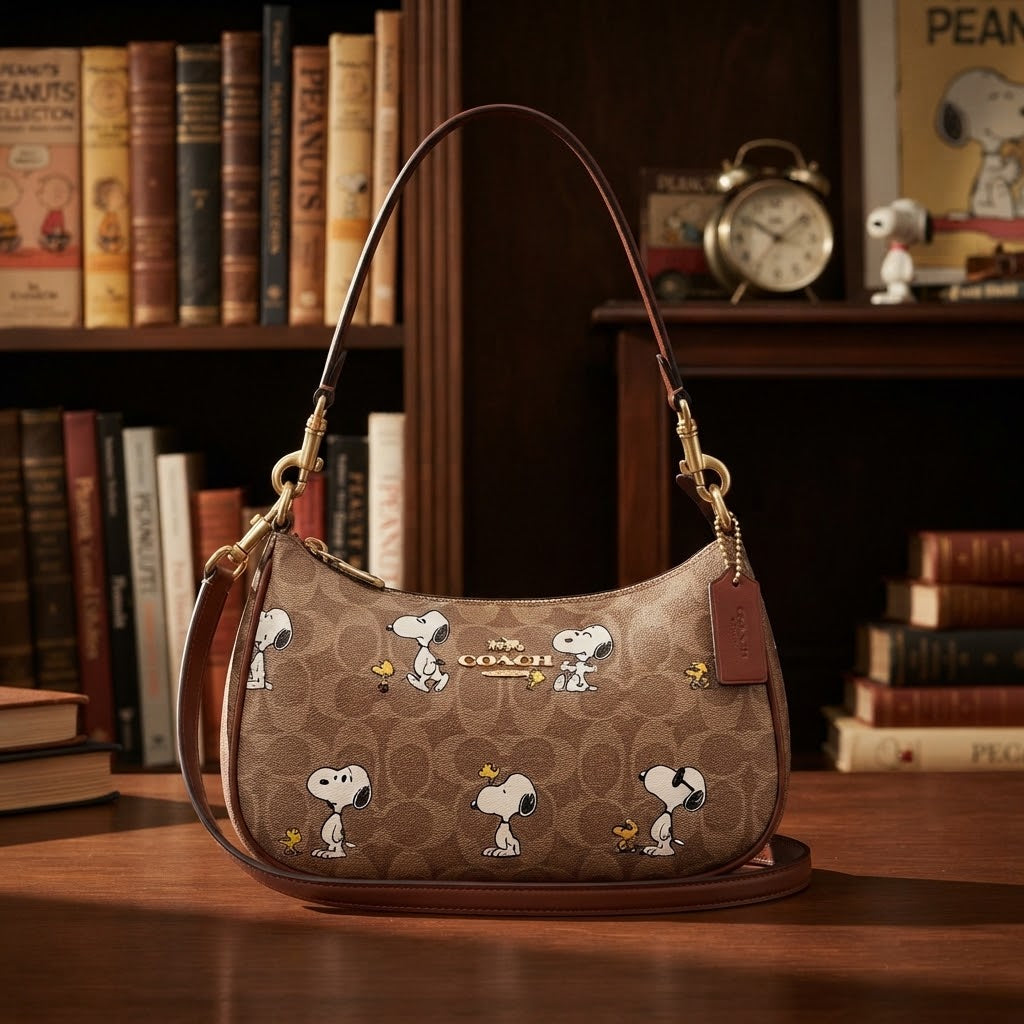 Coach x Peanuts Signature Canvas Snoopy Print Shoulder Bag
