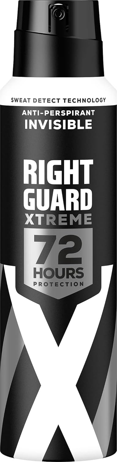 Right Guard Fresh 150ML anti-perspirant deodorant spray, designed for active men, offering 72 hours of sweat protection and an invigorating scent.