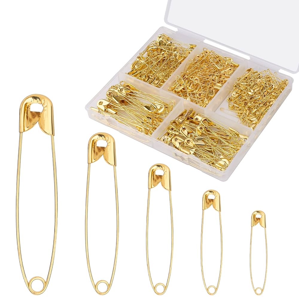 65PC MIX SIZE SAFETY PIN GOLD COLOUR
