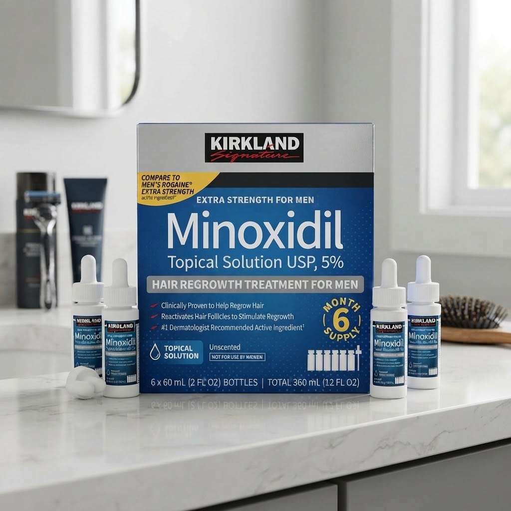 Kirkland Signature Minoxidil Topical Solution USP, 5% - Hair Regrowth Treatment For Men (6 Month Supply)