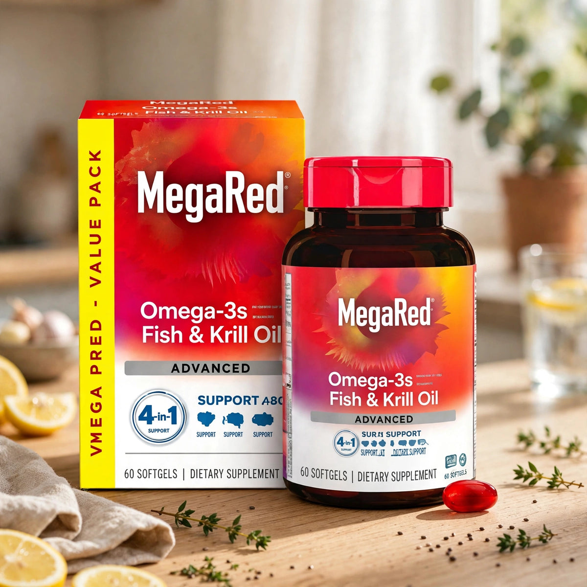 MegaRed Omega-3s Fish & Krill Oil Advanced 4-in-1 Support