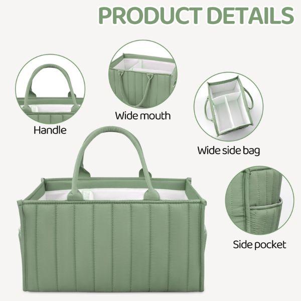 Collapsible Baby Soft Beige Fabric Organizer Basket designed for easy storage, crafted from baby-safe materials for a stylish nursery.