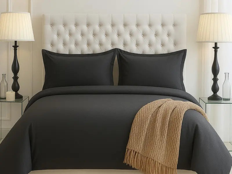 Luxury 4-Piece White Microfiber Bedding Set featuring a plain duvet cover and deep pocket fitted sheet for enhanced comfort and style.