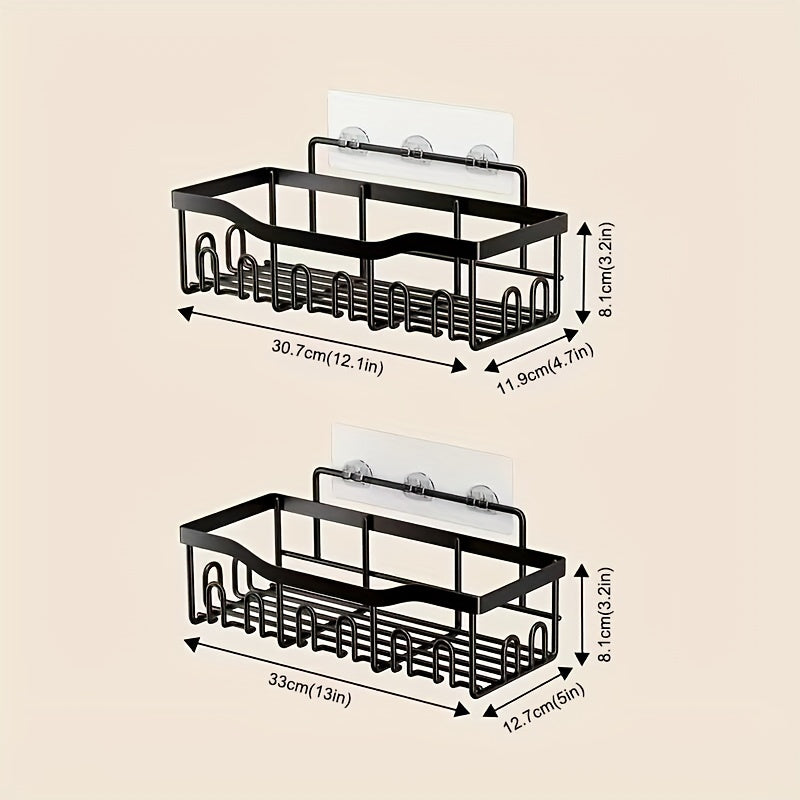 Rustproof Bathroom Organizer Hanging Shelf showcasing its sleek multi-tier design, made of high-quality rustproof stainless steel or aluminum, perfect for keeping bathroom essentials organized and accessible.