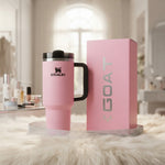 Stanley x GOAT Insulated Stainless Steel Quencher H2.0 FlowState Tumbler with Straw and Gift Box, Pink