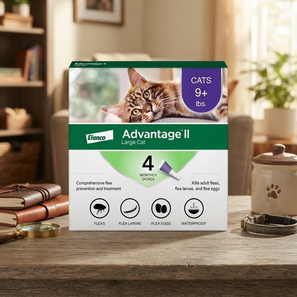 Elanco Advantage II Flea Treatment for Large Cats (9+ lbs), 4 Doses