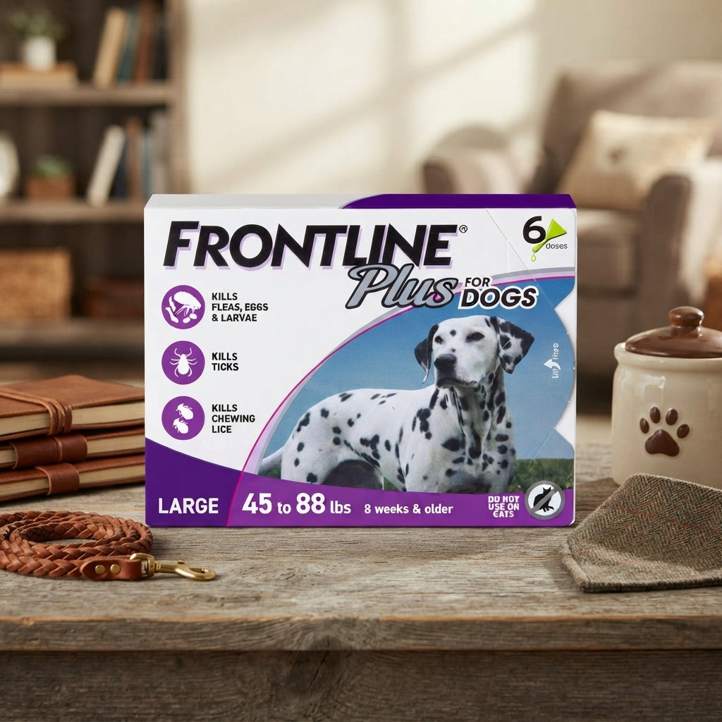 Frontline Plus Flea and Tick Treatment for Large Dogs (45 to 88 lbs), 6 Doses