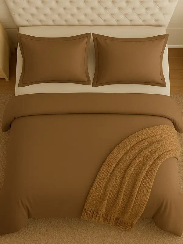 Luxury 4-Piece Brown Microfiber Bedding Set featuring soft, durable fabric with a warm brown color, perfect for enhancing bedroom decor and comfort.