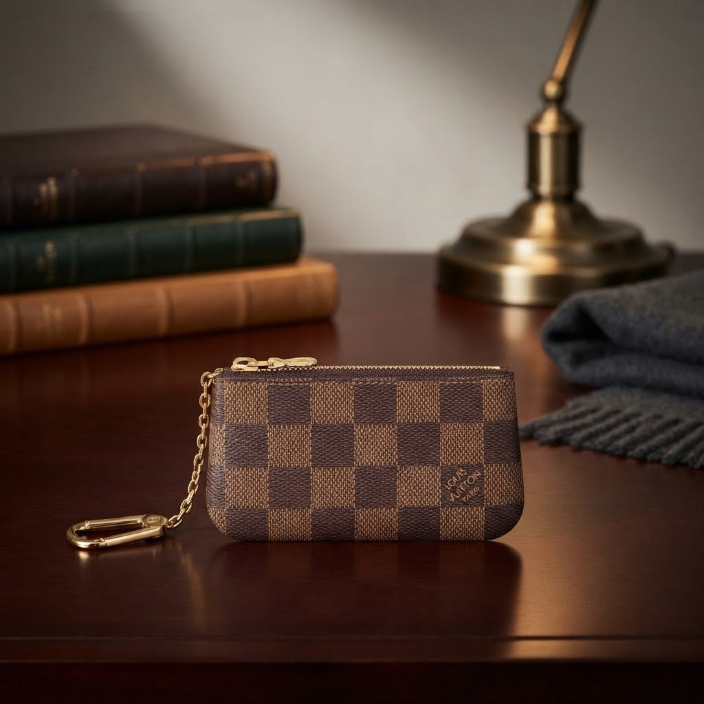 Louis Vuitton Damier Ebene Canvas Key Pouch / Cles with Hook