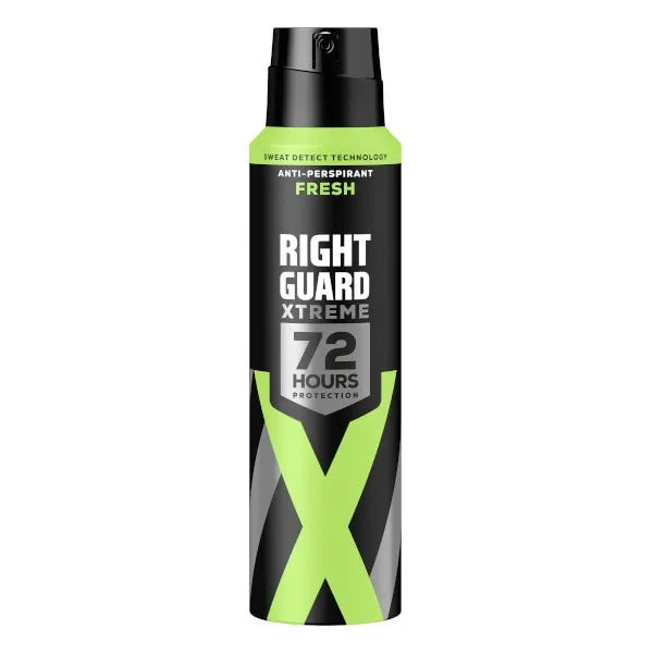 Right Guard Fresh 150ml Anti-Perspirant Deodorant Spray packaged in a sleek can for all-day freshness.