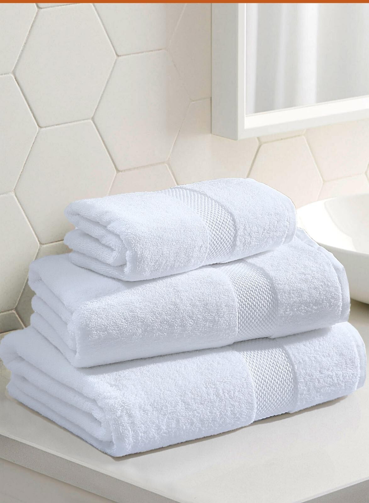 Pack Of 3 | 100% Combed Cotton White Towels 600 GSM | Hand, Bath & Bath Sheet
