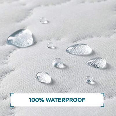 Zarnoor waterproof mattress protector fitted cover displayed on a bed, emphasizing its deep pocket design for a snug fit.