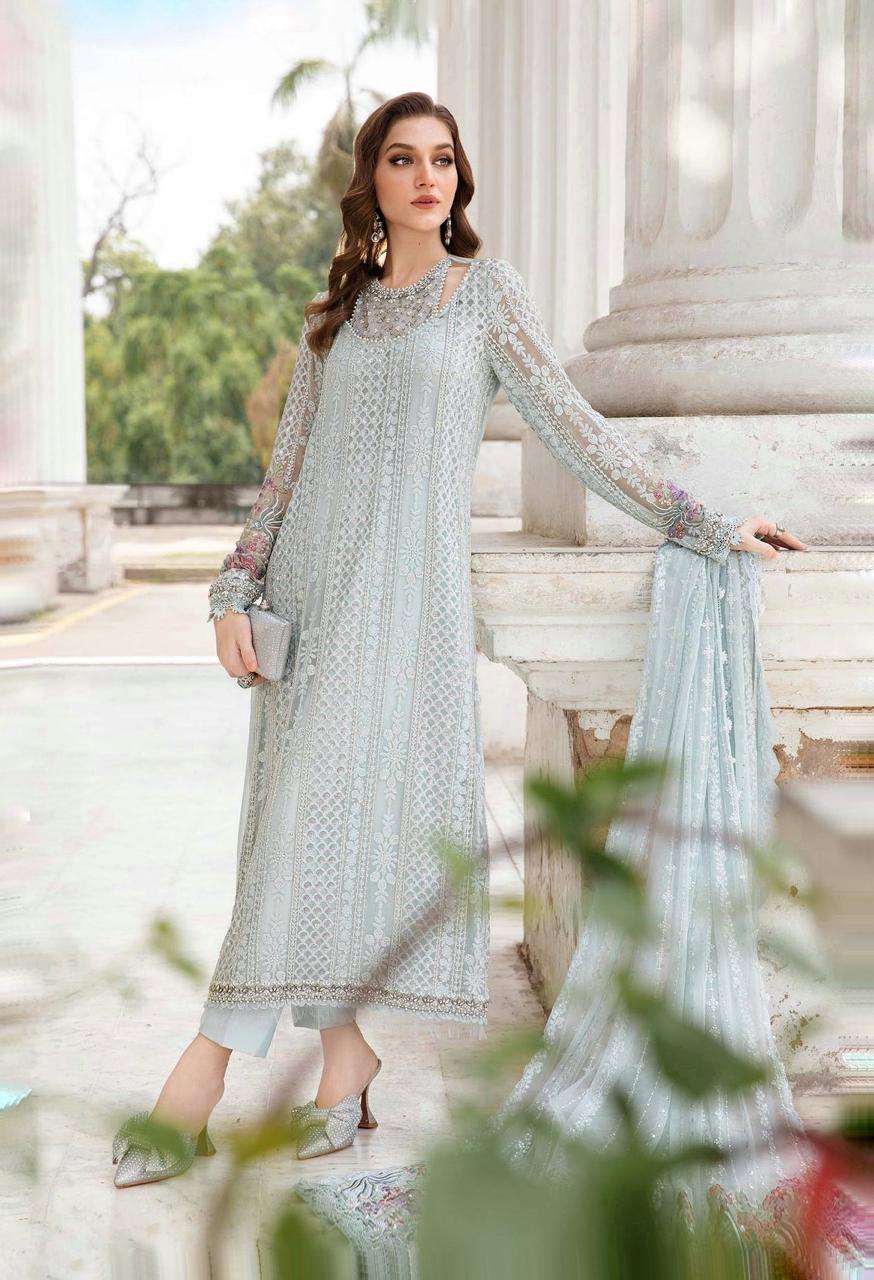 MARIA B SOFT CHIFFON HEAVILY EMBROIDERY DRESS 3 PIECE