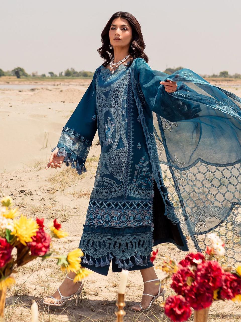 Luxury Embroidered Lawn 3pc Janan By Zarnoor