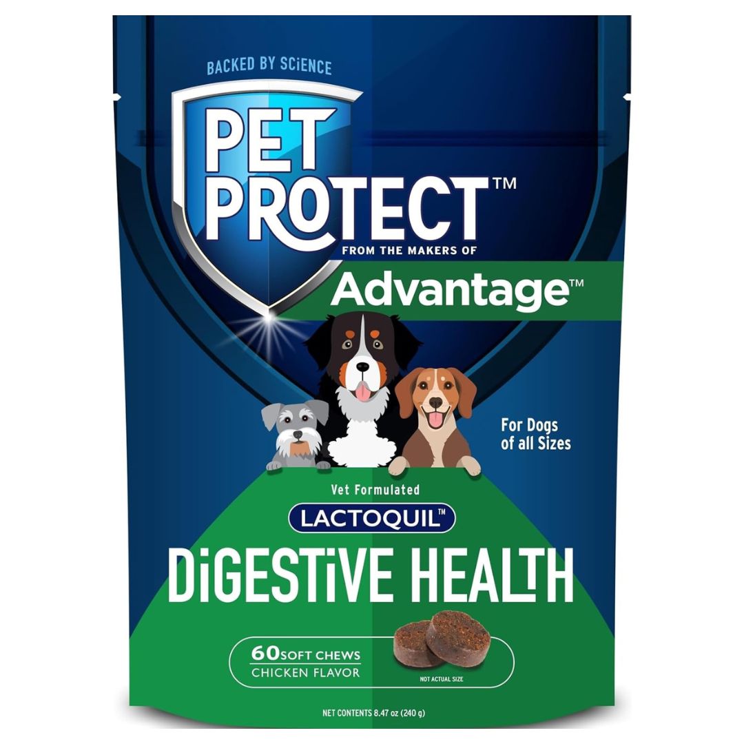 Advantage II Large Dog Flea Treatment (21-55 lbs, 4 Doses) + Pet Protect Digestive Health Chews (60 Count) Bundle Secondary image