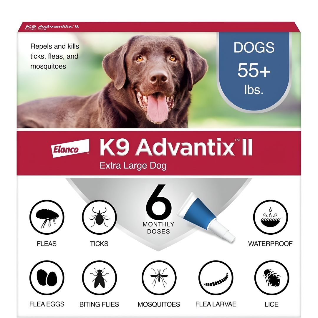 K9 Advantix II Flea, Tick & Mosquito Treatment for Extra Large Dogs (Over 55 lbs) – 6 Doses