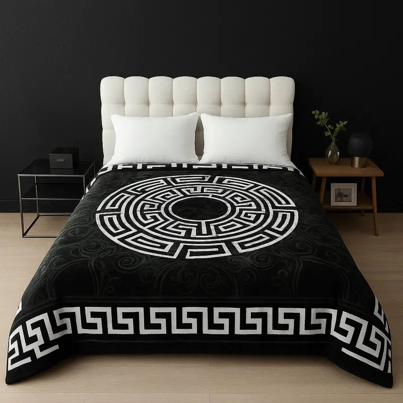 Super Soft Thermal Warm Cosy Blanket draped elegantly on a contemporary sofa, showcasing its luxurious microfiber fleece texture.