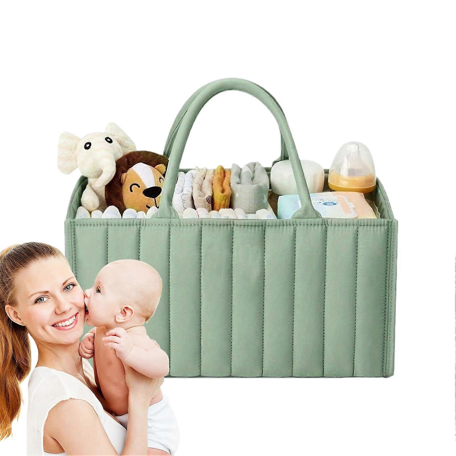 Baby Soft Beige Fabric Organizer Basket - Elegant, Gentle & Practical Nursery Storage with plush texture, perfect for organizing baby essentials.