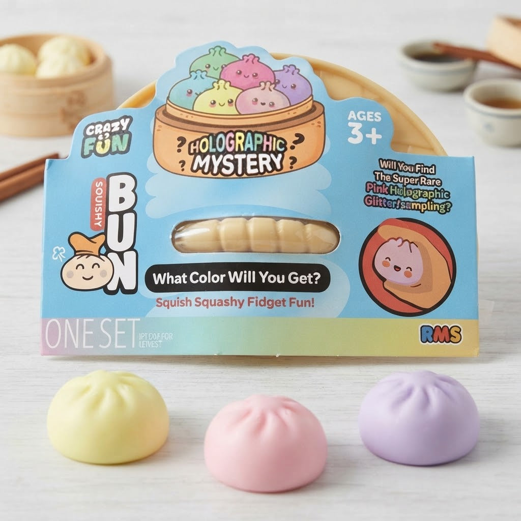 Crazy Fun Squishy Bun Holographic Mystery Blind Box Fidget Toy