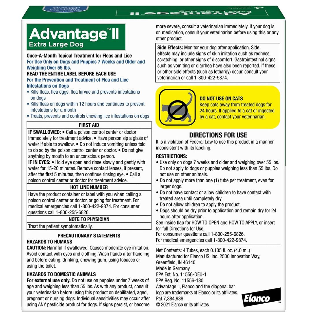 Advantage II Flea Treatment & Prevention for Extra Large Dogs (Over 55 lbs) – 4 Doses Secondary image