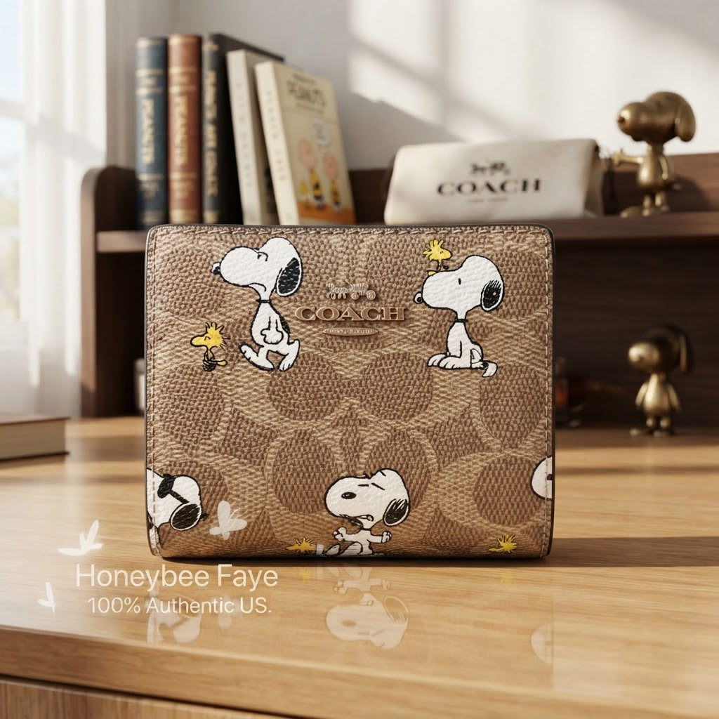 Coach x Peanuts Signature Canvas Snoopy Print Small Wallet