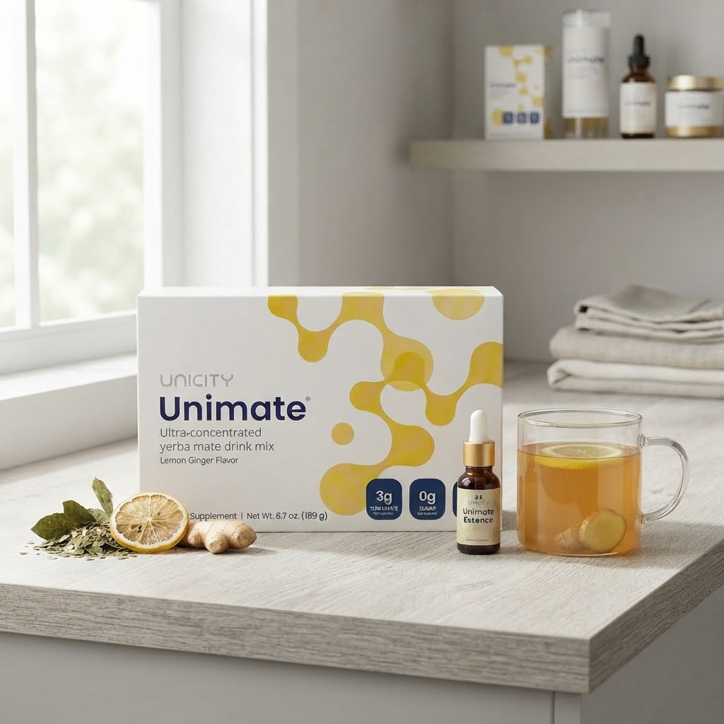 Unicity Unimate Ultra-Concentrated Yerba Mate Drink Mix - Lemon Ginger Flavor