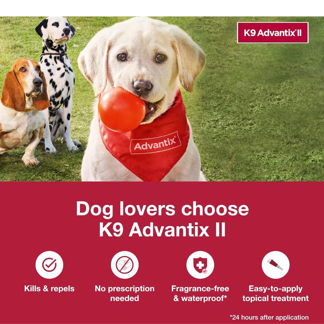 K9 Advantix II Flea, Tick & Mosquito Treatment for Extra Large Dogs (Over 55 lbs) – 6 Doses