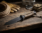 Tactical Serrated Fixed Blade Knife with Coyote Brown Handle