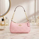 Coach Signature Pink Jacquard Chain Shoulder Bag