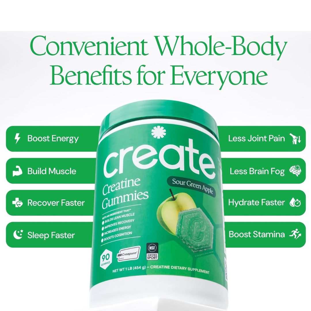 Create Creatine Monohydrate Gummies – Sour Green Apple (90 Count)