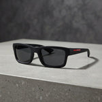 Prada Linea Rossa Matte Black Rectangular Sunglasses