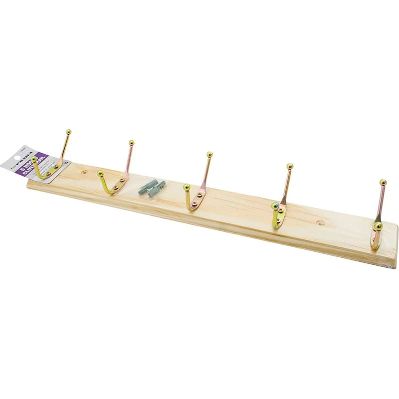 WOODEN DOOR HANGER 5 HOOKS