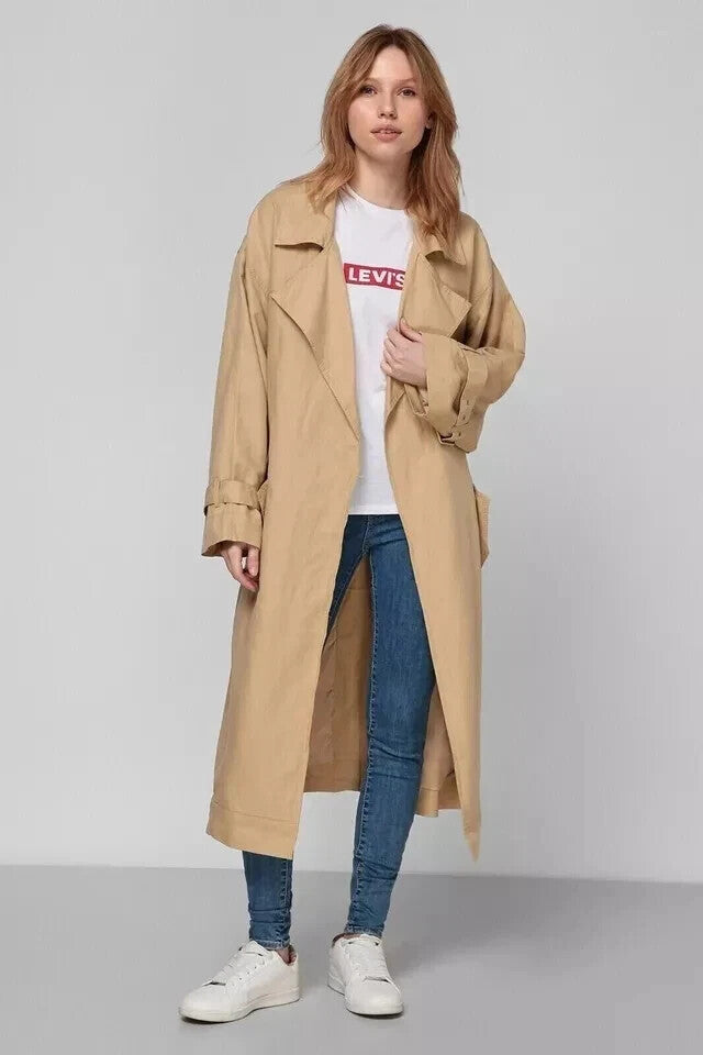 Levi's Premium Coat 24590-0002 Women's beige trench Long Coat RRP £159 (Size L)