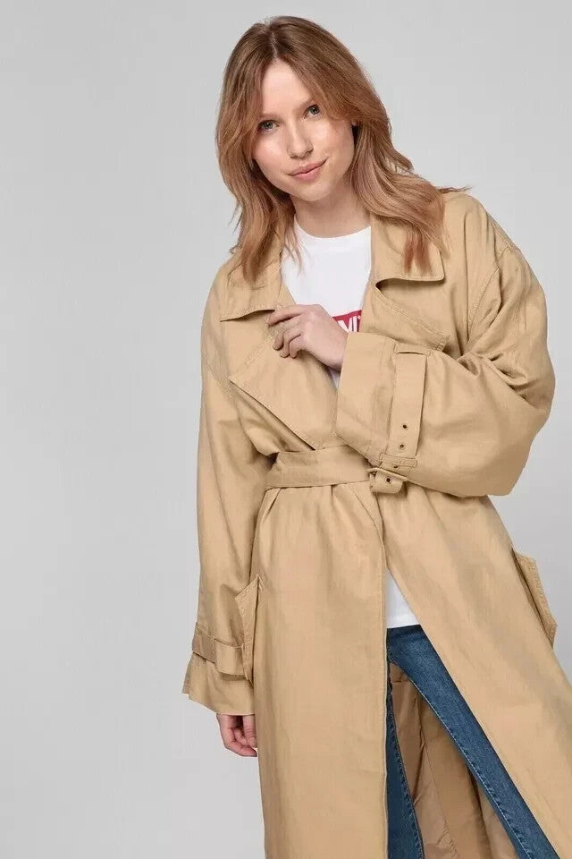 Levi's Premium Coat 24590-0002 Women's beige trench Long Coat RRP £159 (Size L)