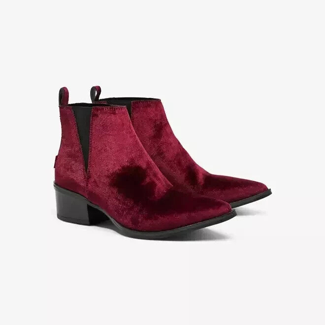 LEVI'S GAIA Velvet Red Women's Comfortable Heels Ankle Boots Shoes (Size UK 6.5)