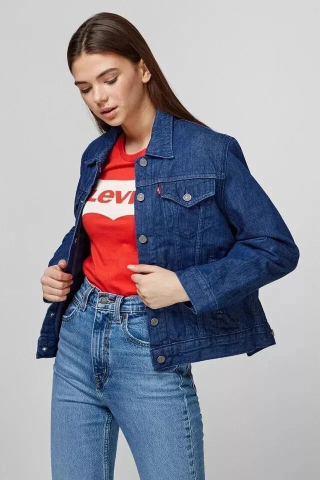 Levi's Premium A10560000 Womens Denim Jeans Trucker Winter Jacket Size S, M