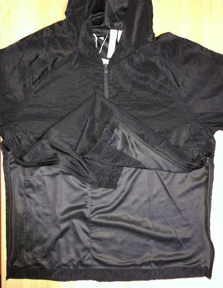 ADIDAS Men's Black Track Jacket Hooded Sweatshirt Zip Top Running Gym (Size M)