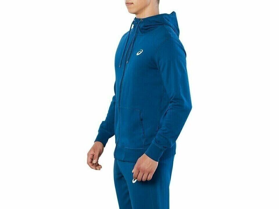 Asics Men's Sports Knit Hood Poseidon Hoodie Trouser Set Tracksuit Blue (Size L)