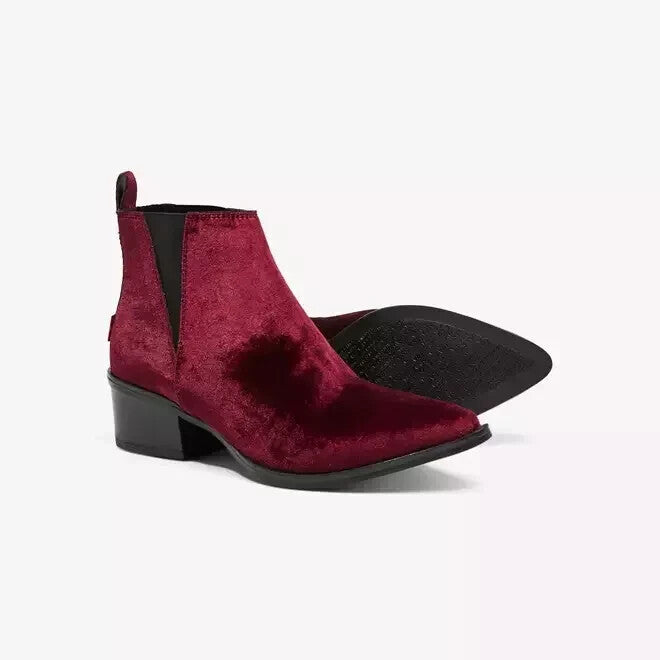 LEVI'S GAIA Velvet Red Women's Comfortable Heels Ankle Boots Shoes (Size UK 6.5)