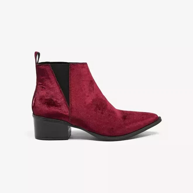 LEVI'S GAIA Velvet Red Women's Comfortable Heels Ankle Boots Shoes (Size UK 6.5)