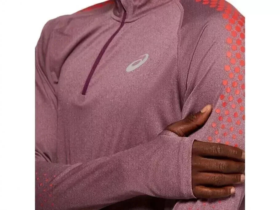 Asics 2011A716-500 Men 1/2 Zip Top Heather Sweatshirt Purple LS Shirt (Size 2XL)
