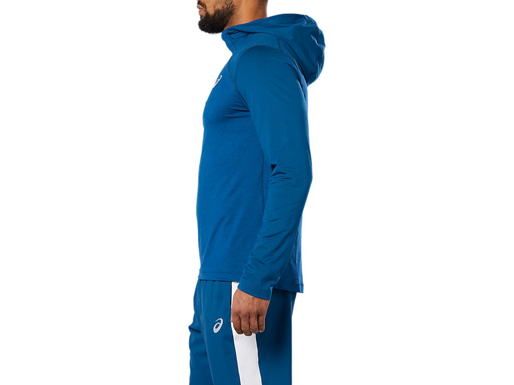 Asics Men's Sports Knit Hood Poseidon Hoodie Trouser Set Tracksuit Blue (Size L)