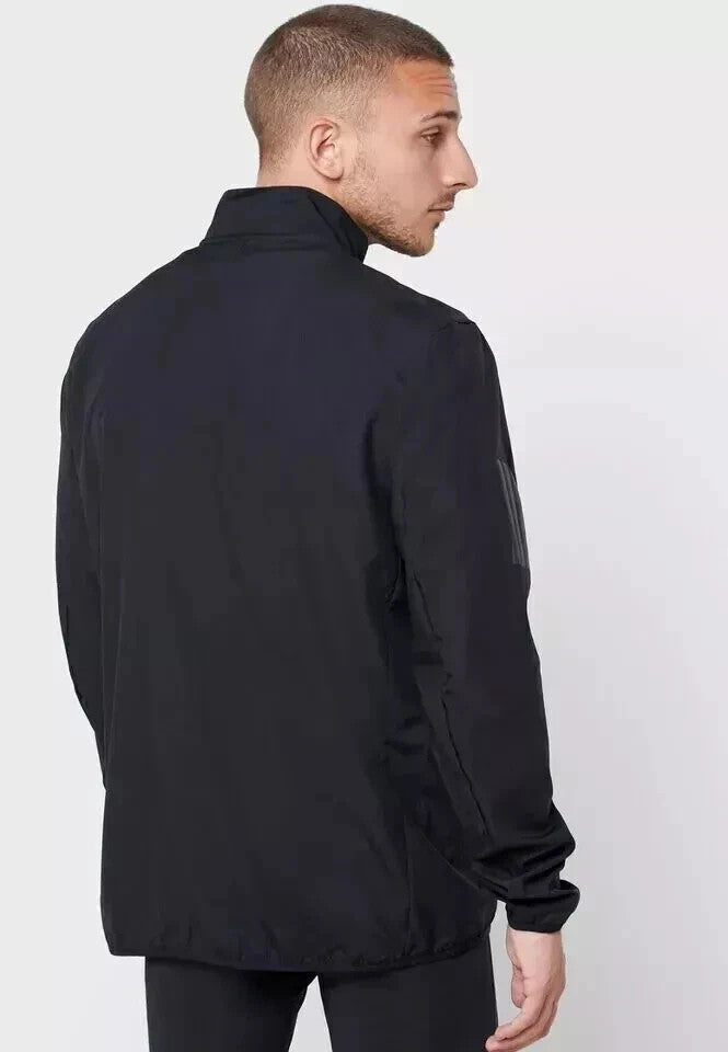 Adidas DQ2537 Men's Own The Run Jacket Windbreaker Black Gym Yoga (Size Small)