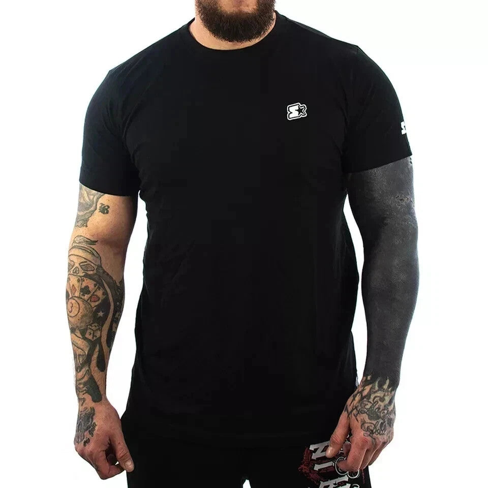 STARTER Men's Palmer T-Shirt Short Sleeve Black Regular Shirt Top Gym (Medium)