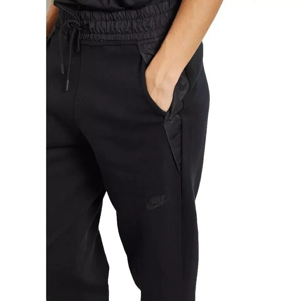 NIKE TECH FLEECE Women's 3/4 Capri Summer Trouser Black Running Gym Pants (XS)