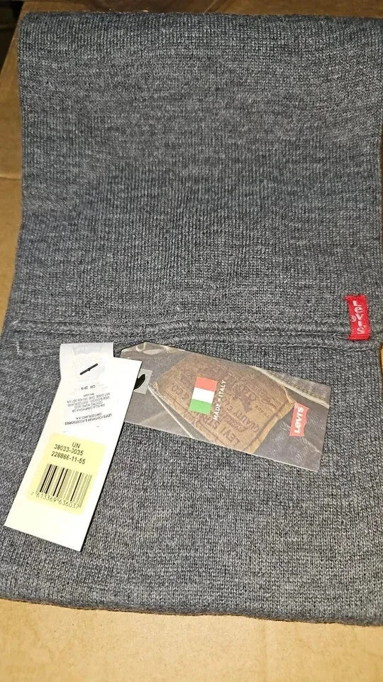 Levi's Men's Scarf Winter Warm Soft Fringe Long Shawl Wrap Grey Unisex Scarf